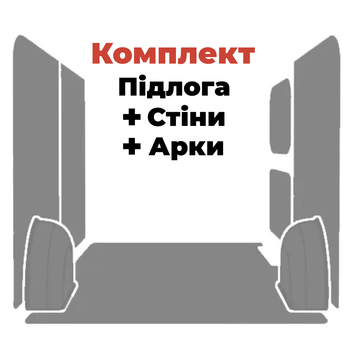 КОМПЛЕКТ 3в1 підлога+ стіни + арки (фанера) Boxer L2H2 (колісна база 3450мм, довжина вантажного відсіку 3120мм) MPJDB073450-MG12 + OEJDB073450-KU5 + ARJDB07L2-HDPE фото